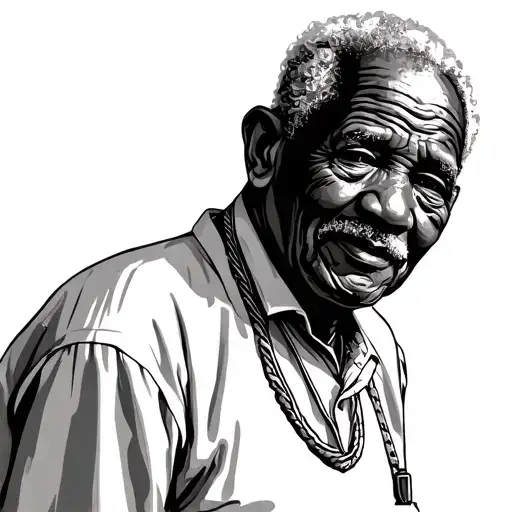 african elderly man standing tattoo design idea