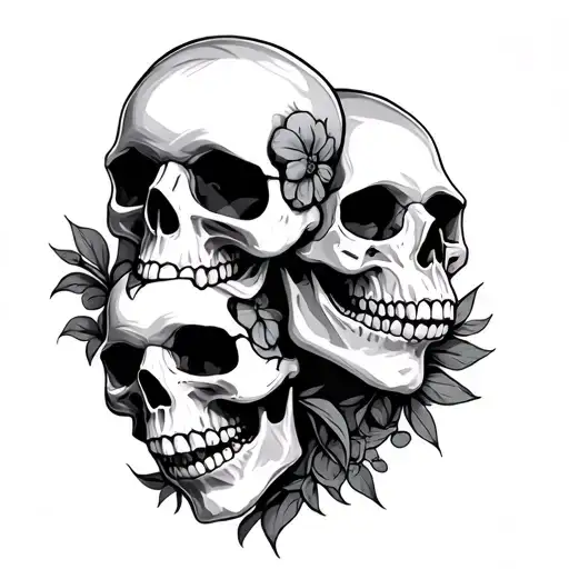 3 Skulls tattoo design idea