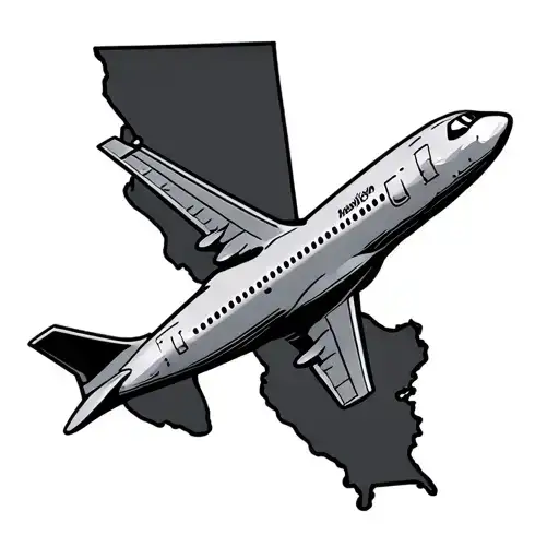 simple airplane flying from New York to Washington state tattoo design idea