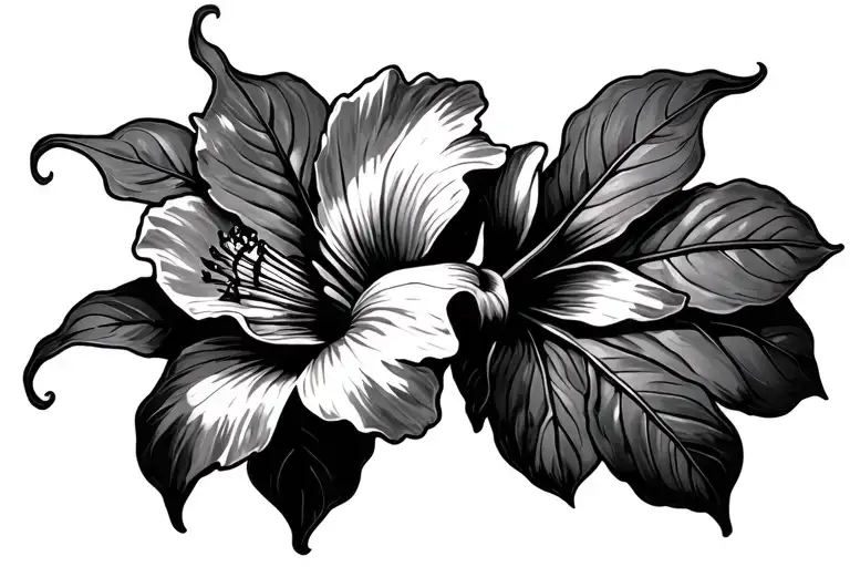 flor con hoja volando tattoo design idea