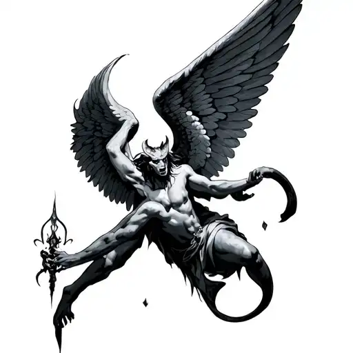 angel kills devil tattoo design idea