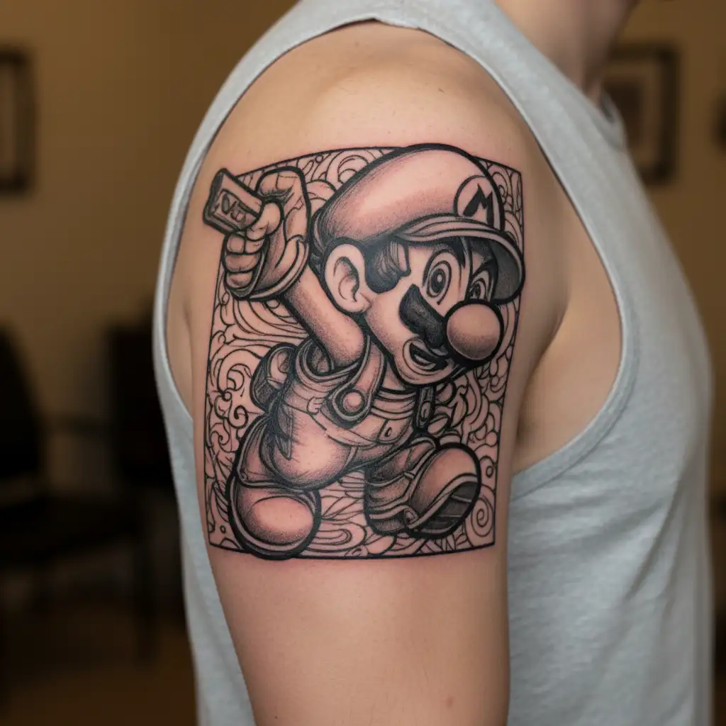 Mario character tattoo design idea