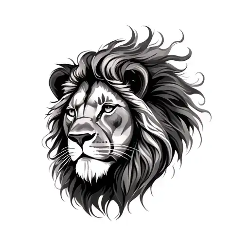 lion and women face tattoo design idea