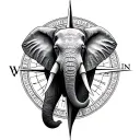 Elephant Compass tattoo design idea
