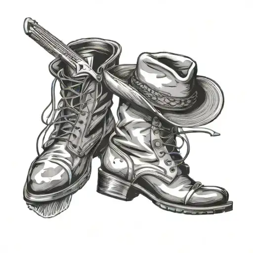 boots, cowboy hat, bowie knife tattoo design idea