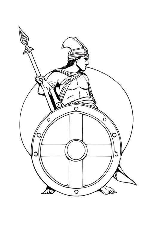 roman warrior with shield tattoo design idea