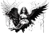 Angel falling tattoo design idea