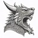 viking Bear head Dragon tattoo design idea