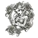slutty disney princess BDSM themed tattoo design idea