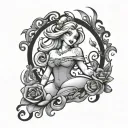 slutty disney princess BDSM themed tattoo design idea