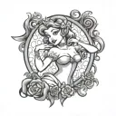 slutty disney princess BDSM themed tattoo design idea