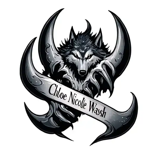 wolf claw marks with the name Chloe Nichole Walsh running through it tattoo design idea