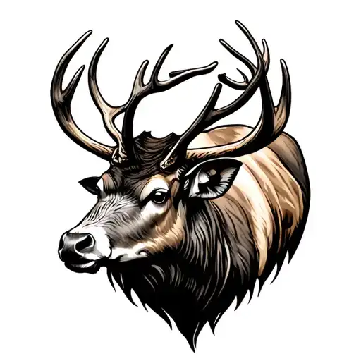 Bull Elk tattoo design idea