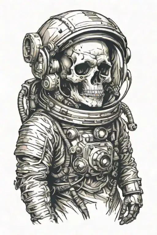 skull in an astronaut's helmet tattoo design idea