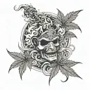 T & P smoking weed tattoo design idea