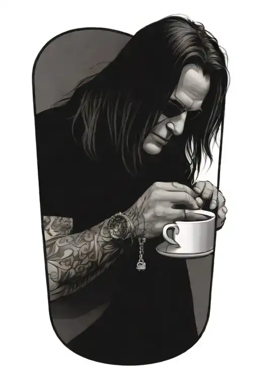 ozzy osbourne making coffee tattoo design idea