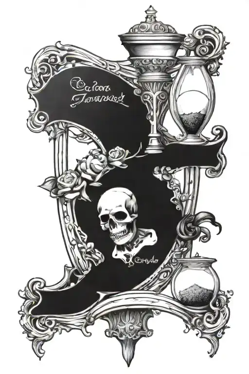 Gothic skeleton hourglass. Spade. quote: To some forever, is a matter of seconds tattoo design idea