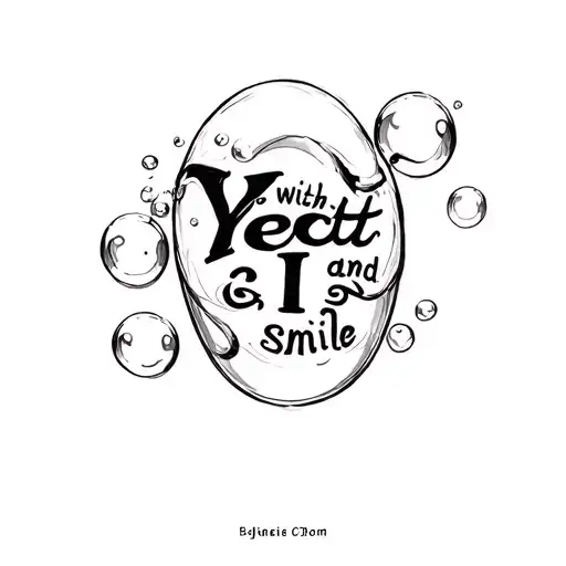 bubbles . with the words and yet I smile realistic drawing tattoo design idea