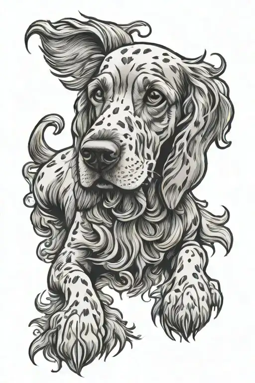 cocker spaniel dog bone tearing through skin tattoo design idea
