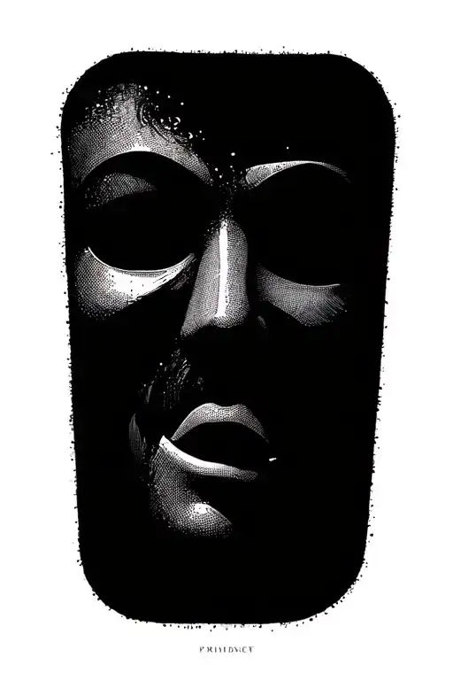 Comedy and tragedy masks tattoo design idea