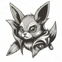Eevee and espion mixed tattoo design idea