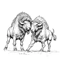 two bisons fighting each other tattoo design idea