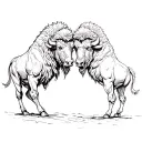 two bisons fighting each other tattoo design idea