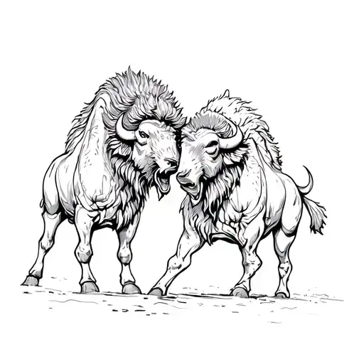 two bisons fighting each other tattoo design idea