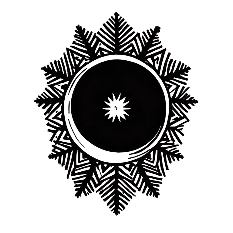Moon and snow flake tattoo design idea