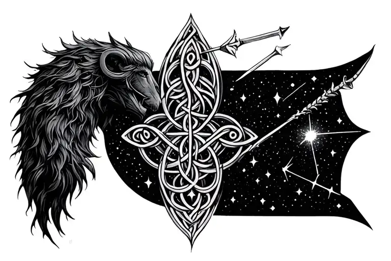 Celtic Sagittarius Gemini constellation tattoo design idea