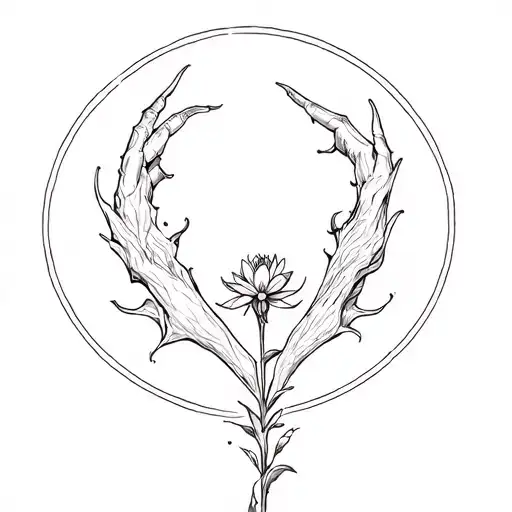 Ymir the founding titan giving flower to the devil tattoo design idea