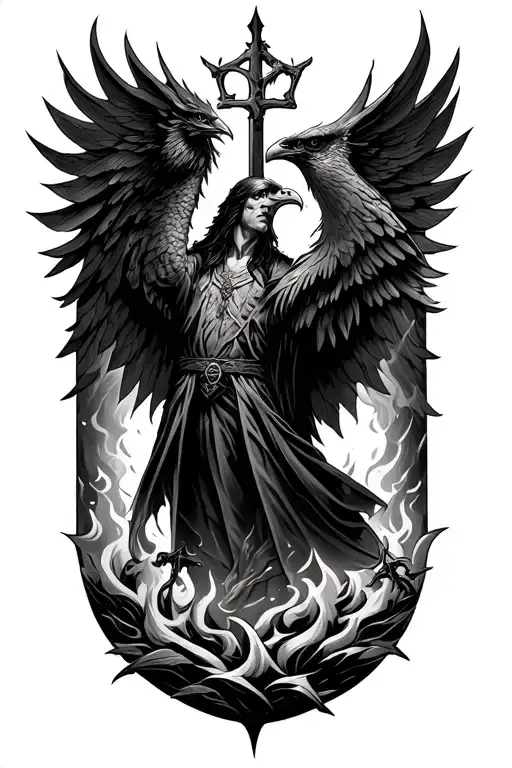 Harry Potter inspired tattoo featuring iconic symbol and serverus snape and the phoenix rising from the ashes tattoo design idea