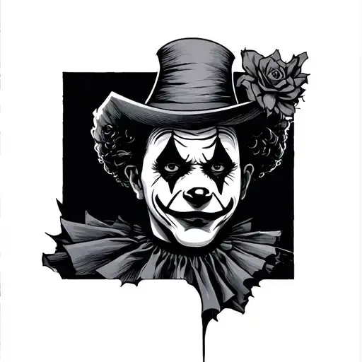 simple sad clown tattoo design idea