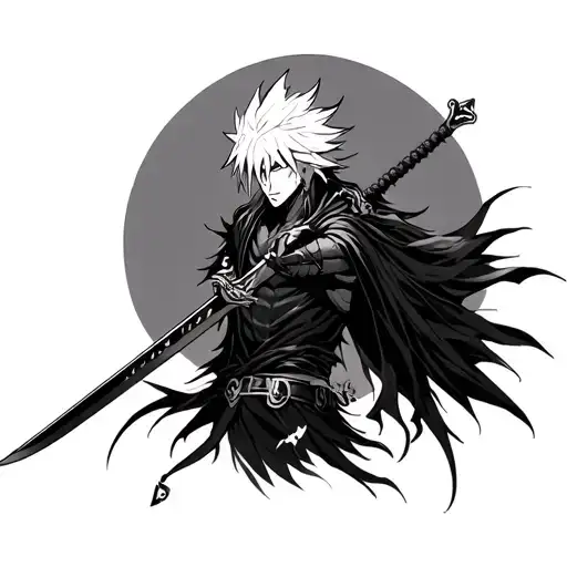 Can you do a tattoo of ichigo black form with his sword of Black Getsuga tattoo design idea