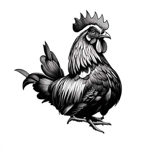 Rooster pecking tattoo design idea