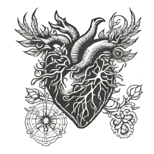 anatomical heart tattoo design idea
