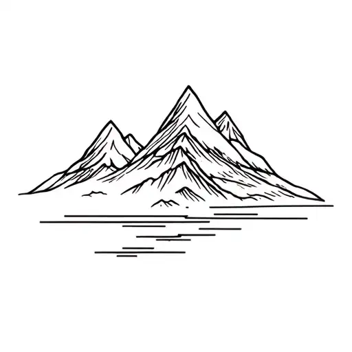 waterfall oasis mountains peace tattoo design idea