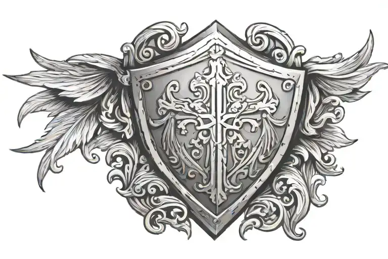 roman shield crossed tattoo design idea