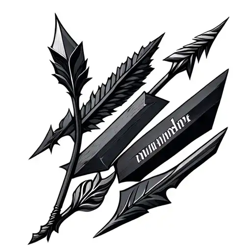4 different arrows with names on shafts tattoo design idea