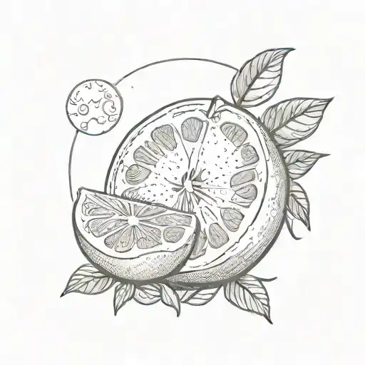 moon as a grapefruit tattoo design idea