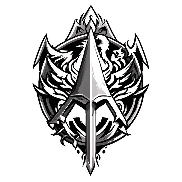 hyrule symbol, jedi symbol, and rebellion phoenix black mage from final fantasy tattoo design idea