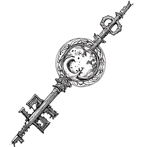 key crossroads triple moon tattoo design idea