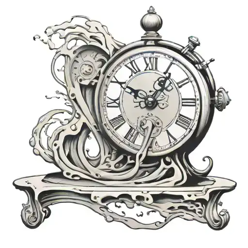 dali melting clock tattoo design idea