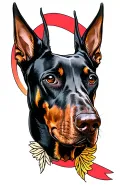 Doberman dog head tattoo design idea