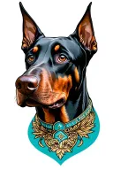 Doberman dog head tattoo design idea