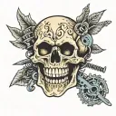 skull with zipper instead teeth tattoo design idea