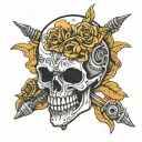 skull with zipper instead teeth tattoo design idea