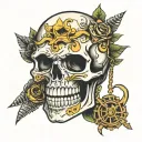 skull with zipper instead teeth tattoo design idea