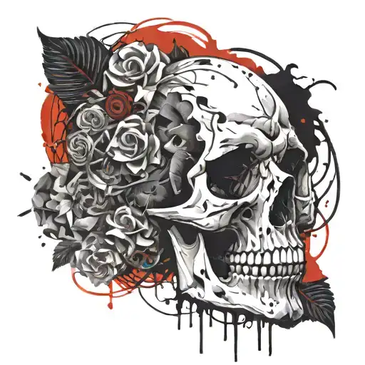Grief with the skull tattoo design idea