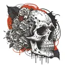 Grief with the skull tattoo design idea